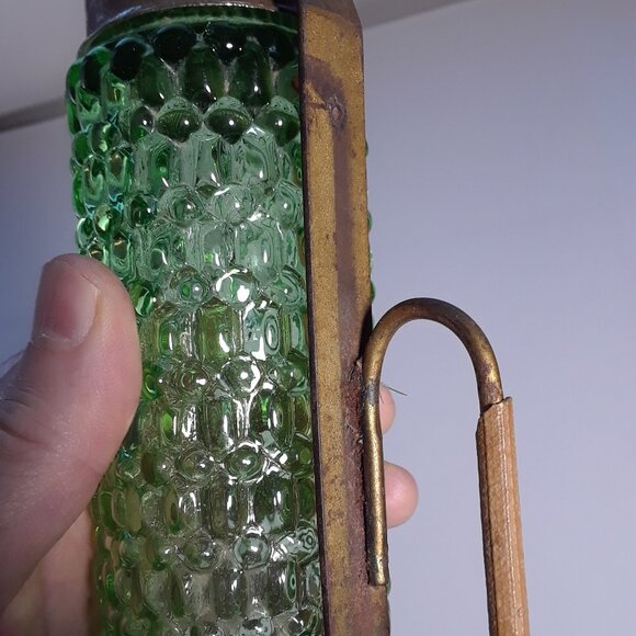 Vintage Art Deco Wall Lamp bullet torpedo glass shade sconce 1930's GREEN - RARE - Picture 7 of 15